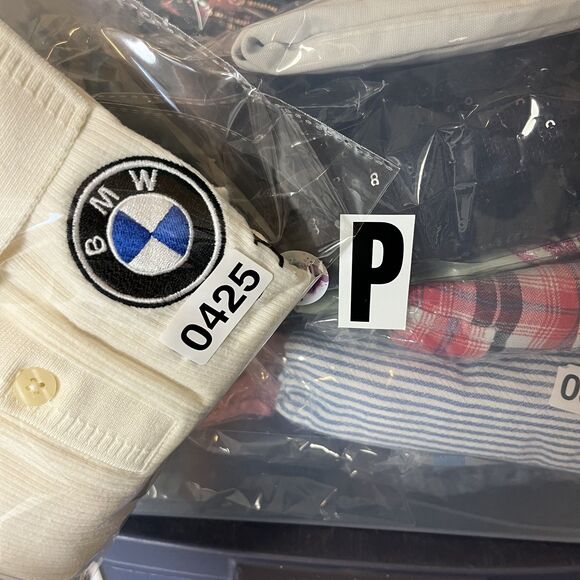 Claiborne Polo Shirt Mens Small White BMW 330i Embroidered Logo Car Auto Racing - Picture 9 of 9